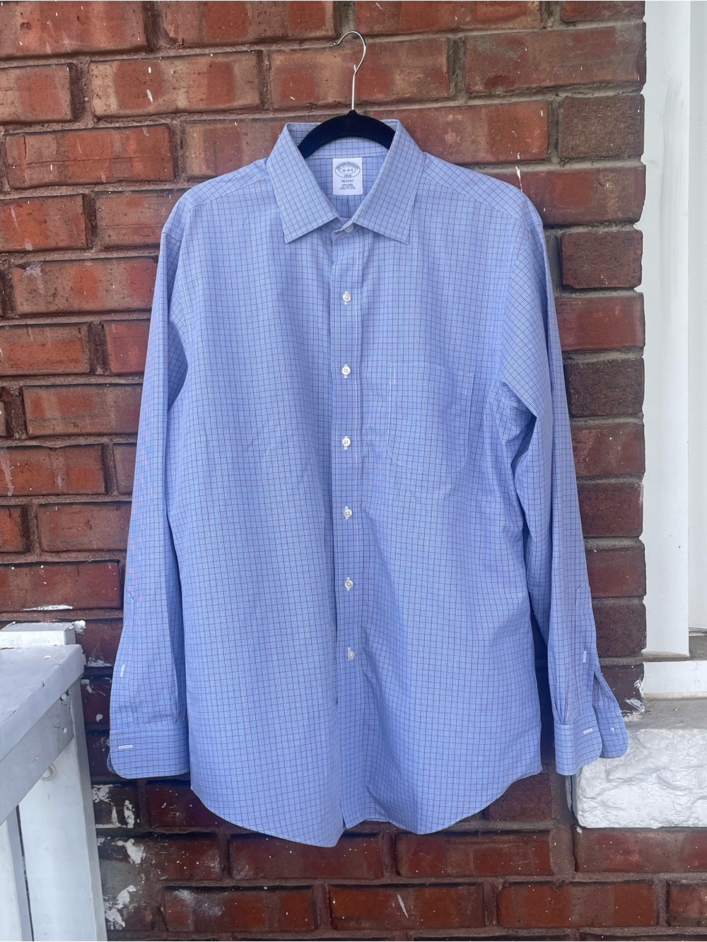 Brooks Brothers Men's Blue Check Dress Shirt Size L